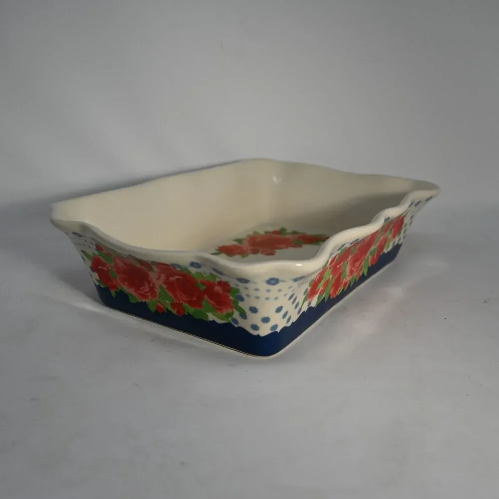 The Pioneer Woman Rectangular Ceramic Baking Dish Rose Floral 13x9 Baker